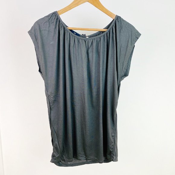 GAP grey drape drapey keyhole back tie shirt NEW - Picture 1 of 3